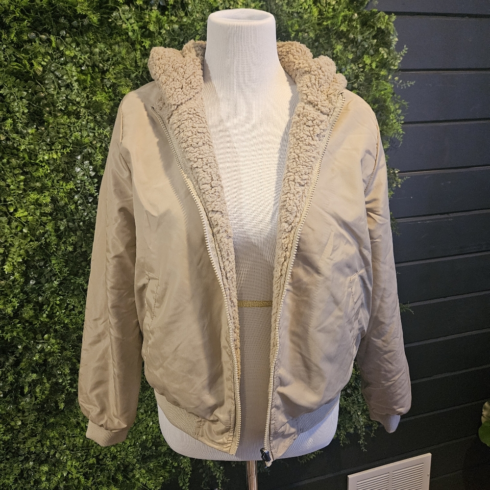 Hurley Tan Bomber Jacket with Sherpa Lining